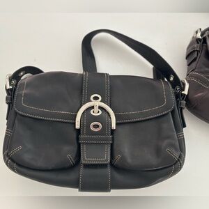 Coach Black Leather Crossbody Bag with Silver Hardware